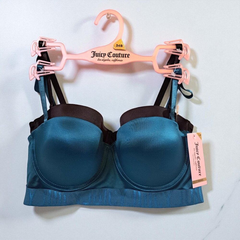 Juicy Couture 34B 2-pack Blue/Black Multi-Way Pushup Bras NWT